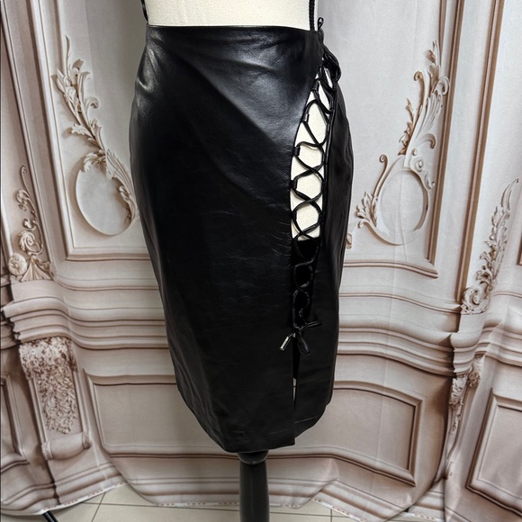 David Koma Dresses & Skirts - Sleek Black Lace-Up Midi Skirt